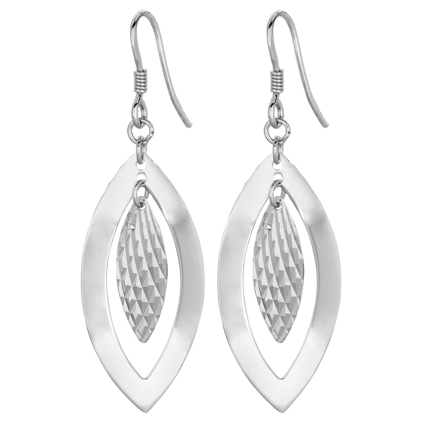 Silver Marquise Disc Dangle Earring-White | Euro Wire