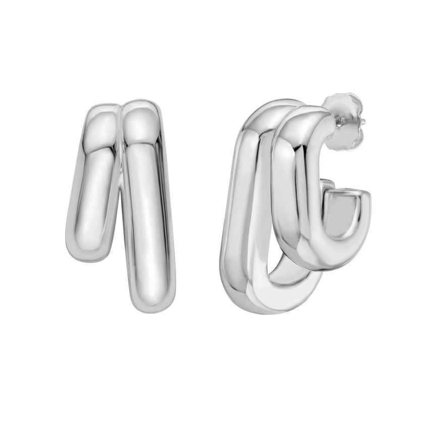 Silver Biggie Smalls Paperclip Hoops-White | Push Back