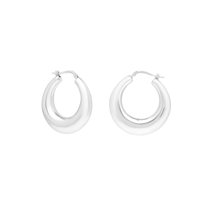Silver Medium Graduated Hoops-White | Hinged