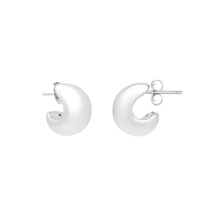 Silver C-Hoops with Push Back Clasp-White | Push Back