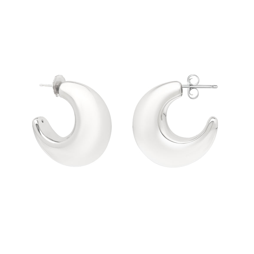 Silver Half Moons with Push Back Clasp-White | Push Back