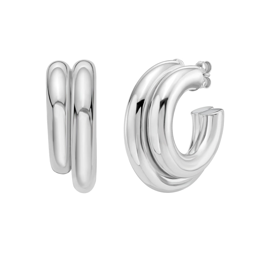 Silver Biggie Smalls Round Hoops-White | Push Back