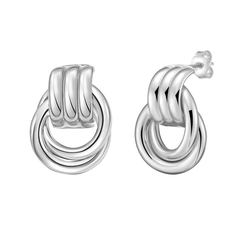 Silver Triple Row Door Knocker Hoops-White | Push Back