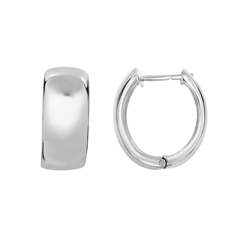 Silver 18x10mm Huggie Earring-White | Snap