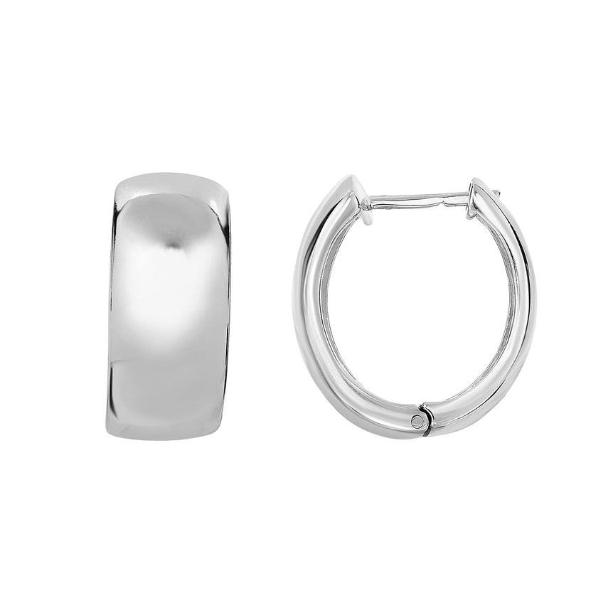 Silver 18x10mm Huggie Earring-White | Snap