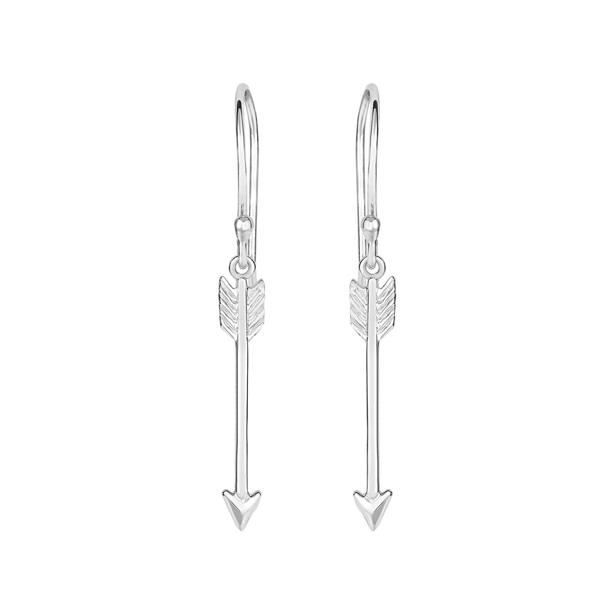 Silver Arrow Earring-White | Euro Wire