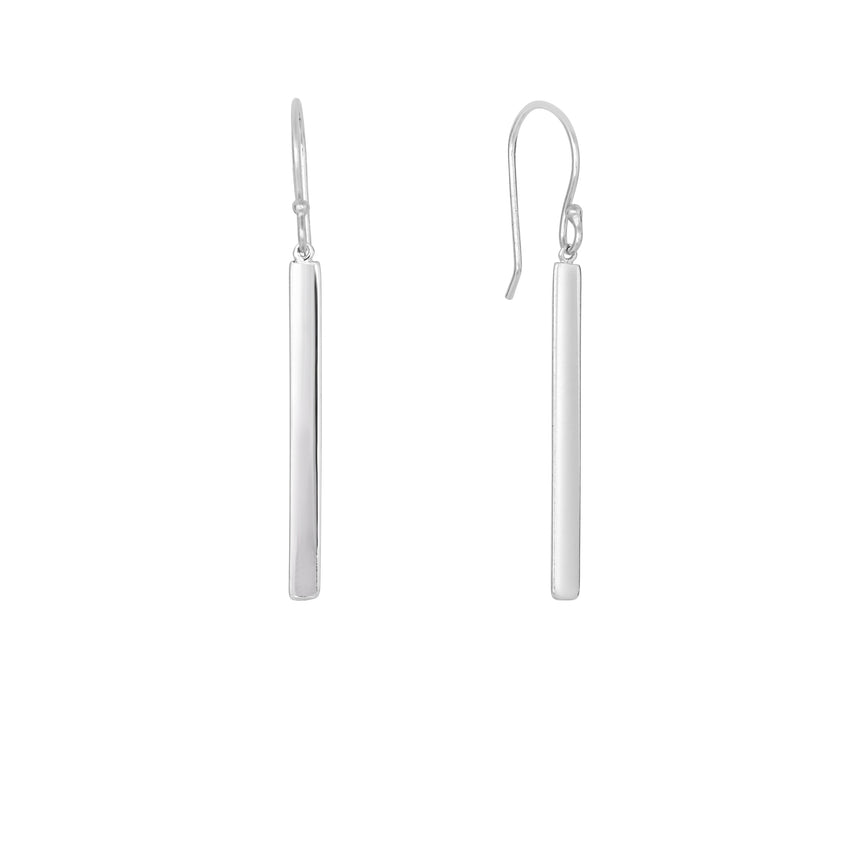 Silver Bar Drop Earring-White | Euro Wire