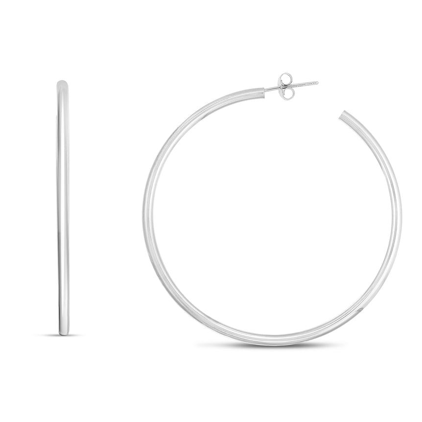 Silver 65mm Round Tube C Hoops-White | Push Back