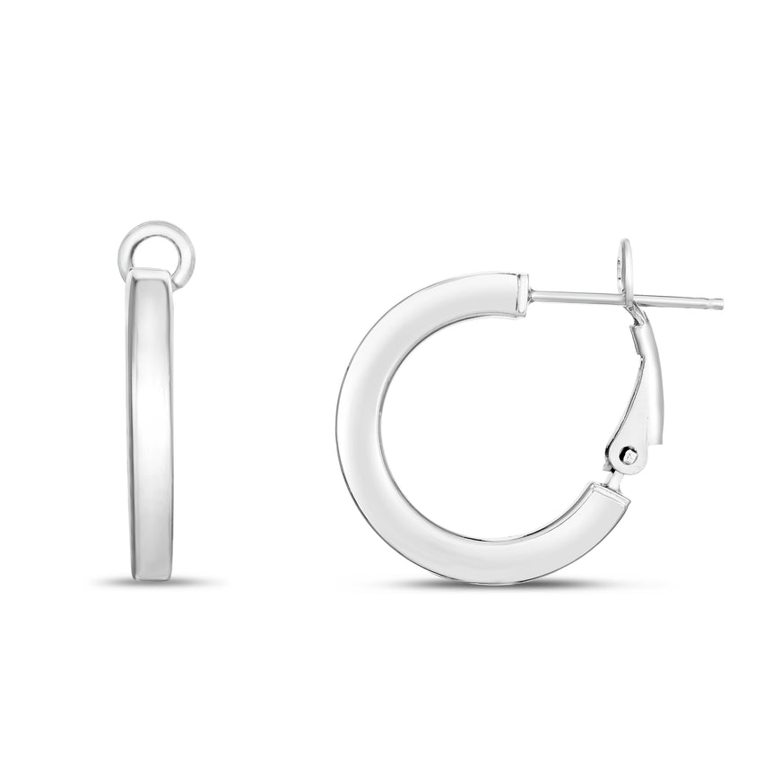 Silver Flat Wide Hoops-White | Snap