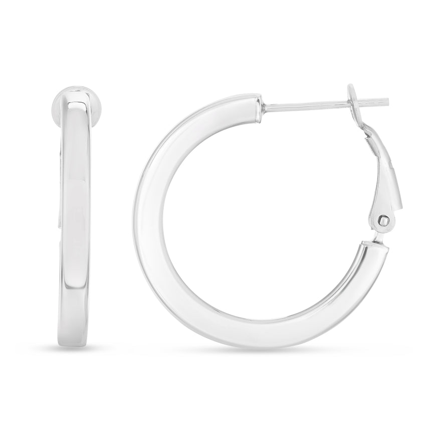 Silver 27mm Snap Hoops-White | Snap