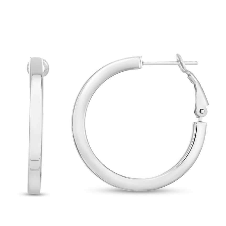 Silver 25mm Snap Hoops-White | Snap