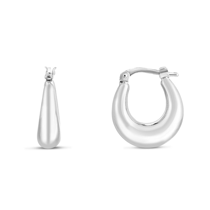 Silver Puffed Graduated Hoops-White | Hinged