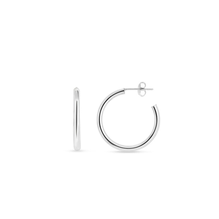 Silver 30mm Round Tube C Hoops-White | Push Back