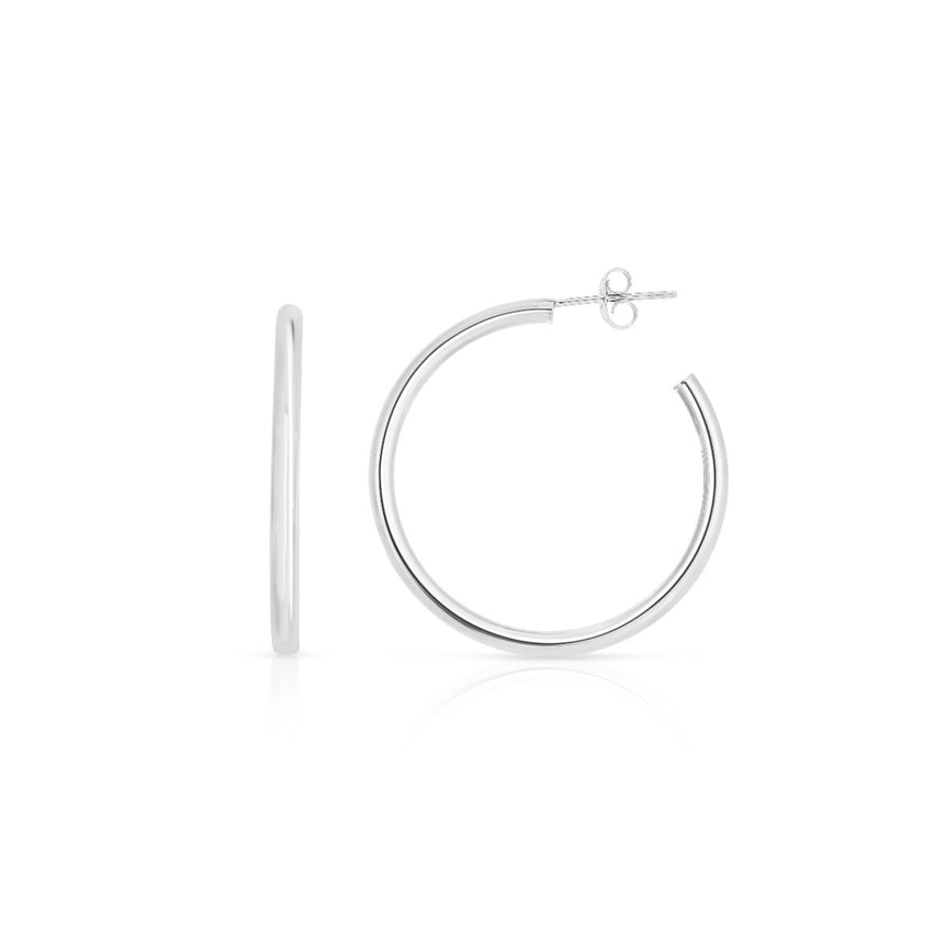 Silver 40mm Round Tube C Hoops-White | Push Back