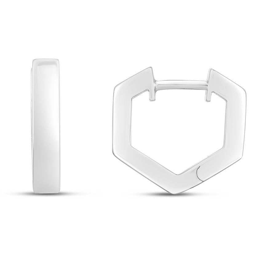 Silver Hexagon Hoops-White | Snap