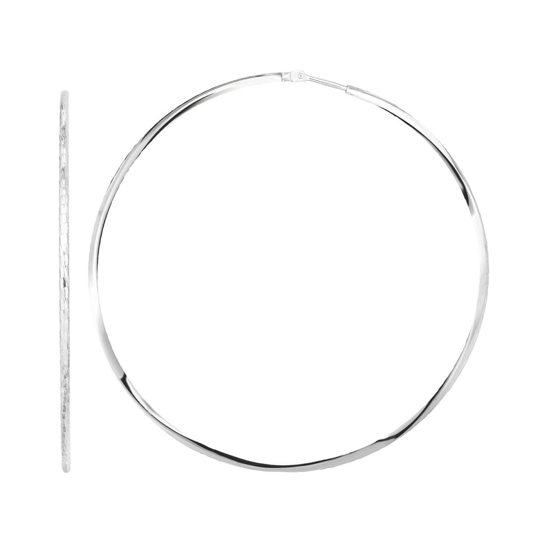 Silver 60mm Diamond Cut Endless Earring-White | Endless