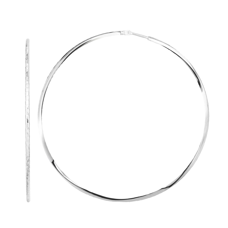 Silver 60mm Diamond Cut Endless Earring-White | Endless