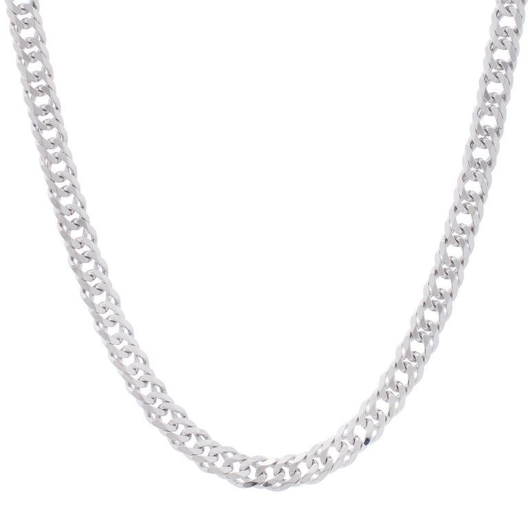 Silver 7.8mm Miami Cuban Chain-White | Lobster