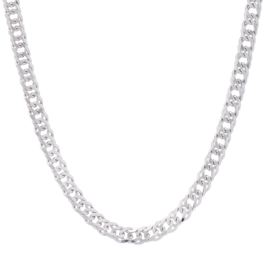Silver 7.8mm Miami Cuban Chain-White | Lobster