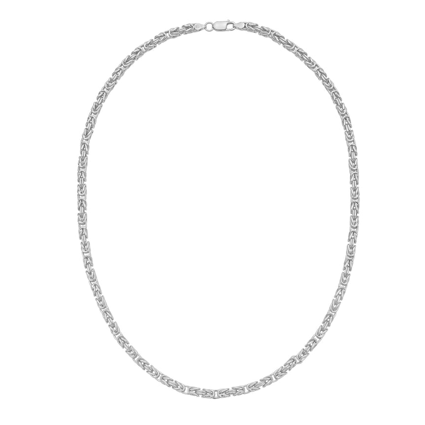 Silver 4.2mm Lite Square Byzantine Chain-White | Lobster