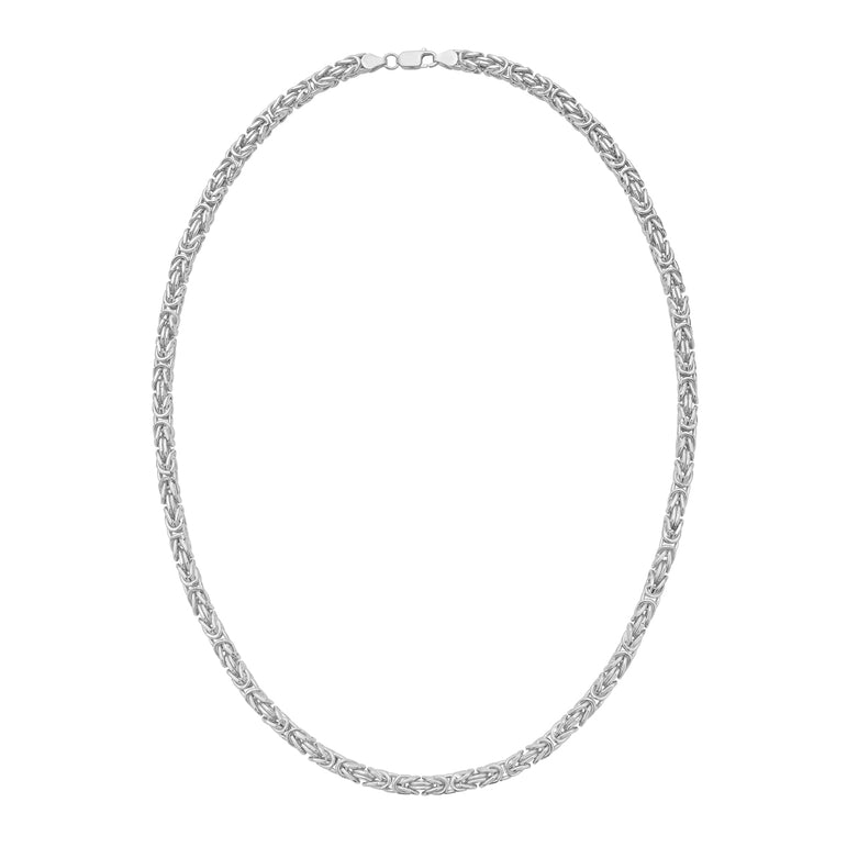 Silver 4.8mm Lite Square Byzantine Chain-White | Lobster