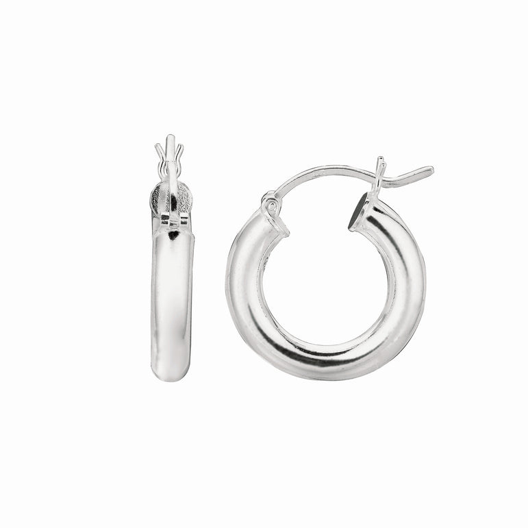 Silver 4x20mm Hoop Earring-White | Hinged