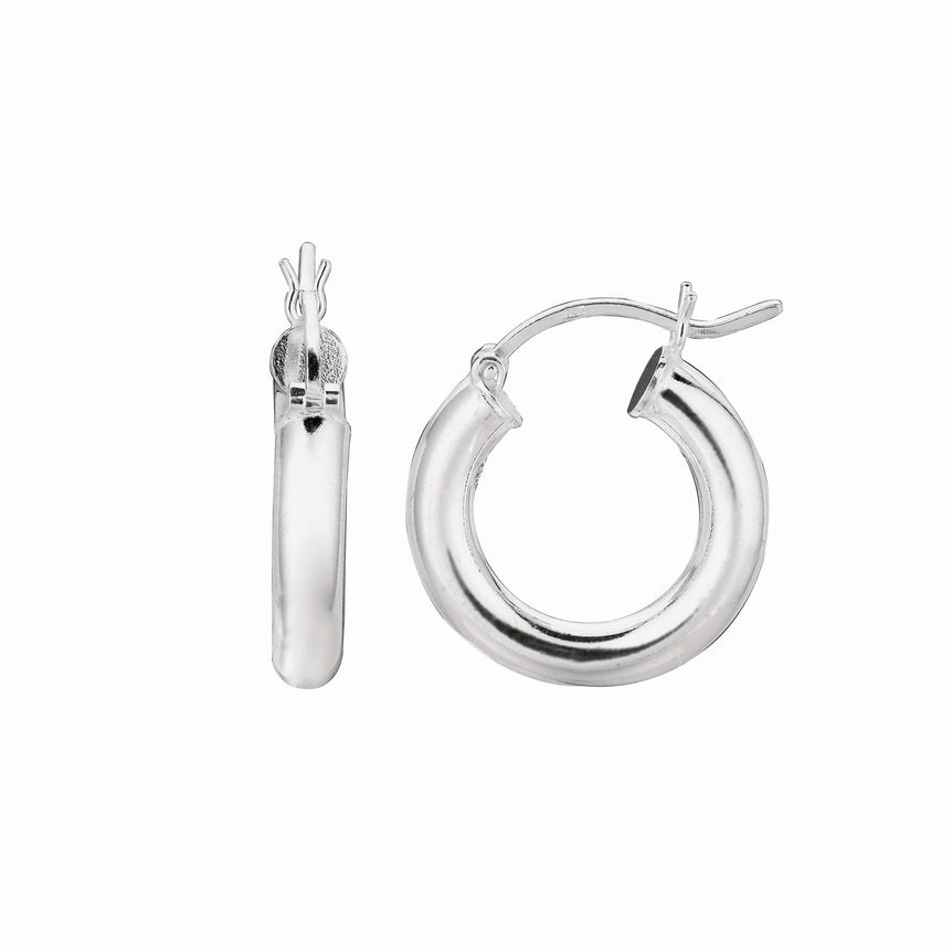 Silver 4x20mm Hoop Earring-White | Hinged