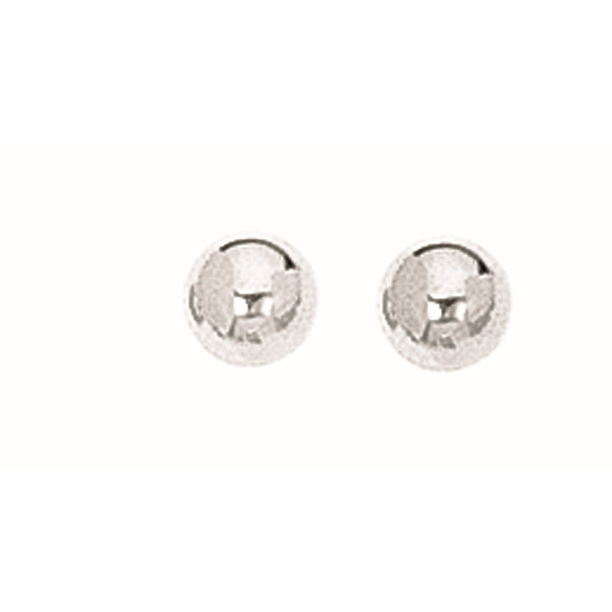 Silver 5MM Ball Earring-White | Push Back