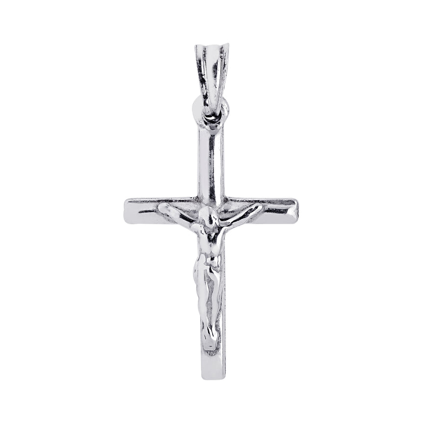 Silver Crucifix Cross Pendant-White