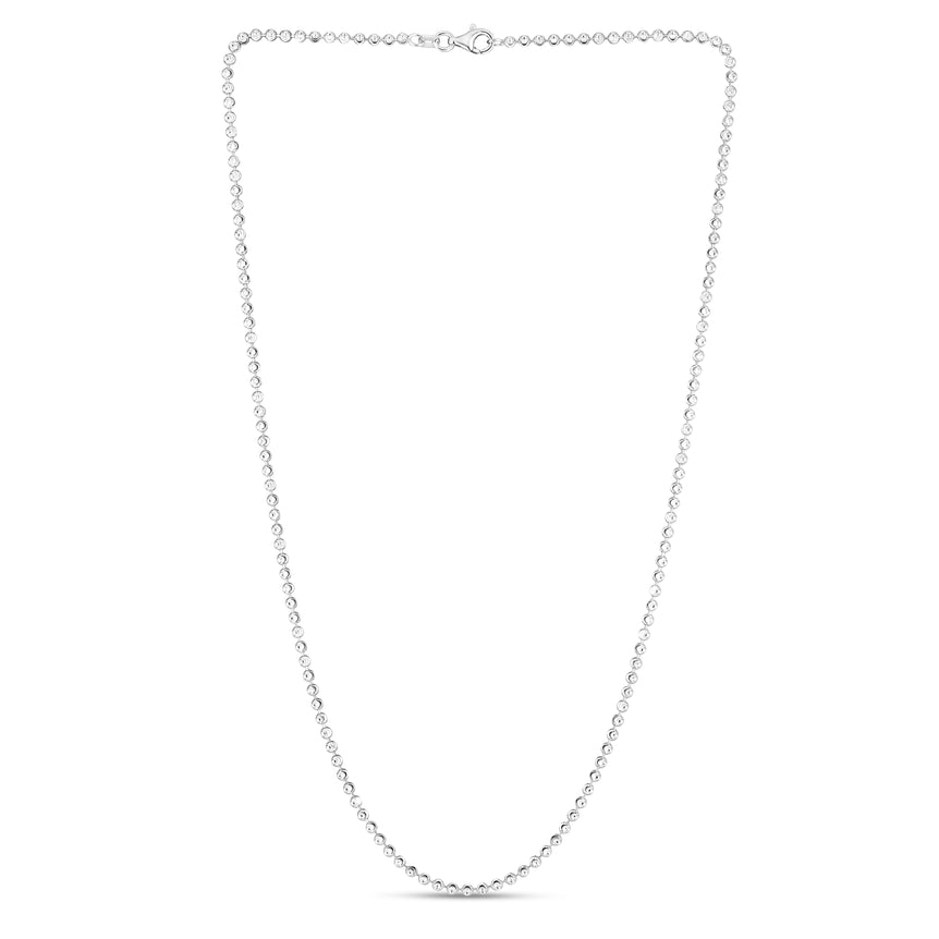 Sterling Silver 2.5mm Moon-cut Bead Chain-White | Lobster