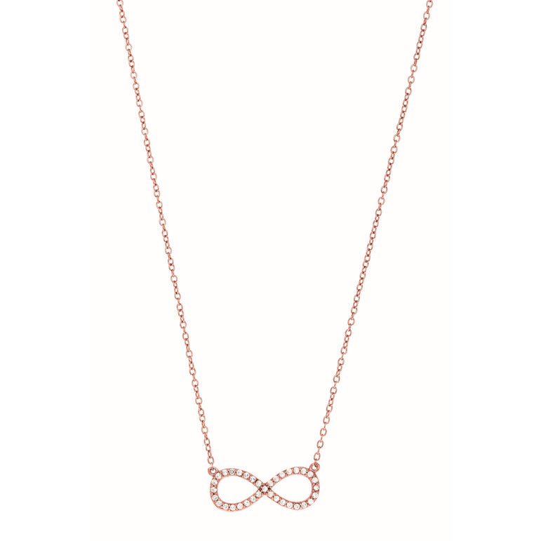 Silver 18" Pave CZ Infinity Necklace-Rose | Lobster