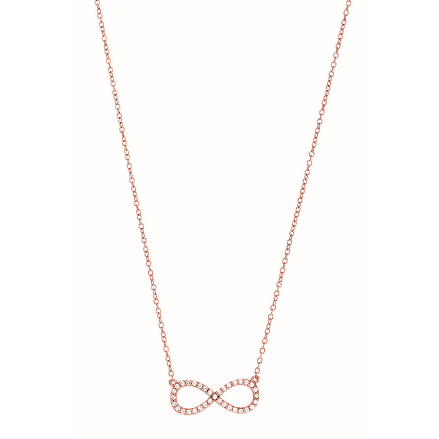 Silver 18" Pave CZ Infinity Necklace-Rose | Lobster