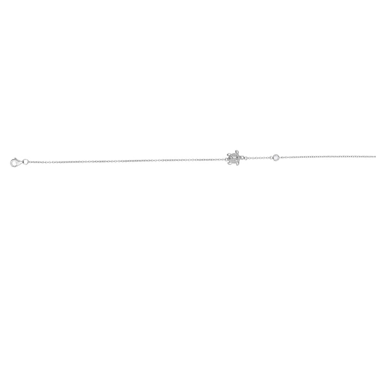 Silver CZ and Turtle Anklet-White | Lobster