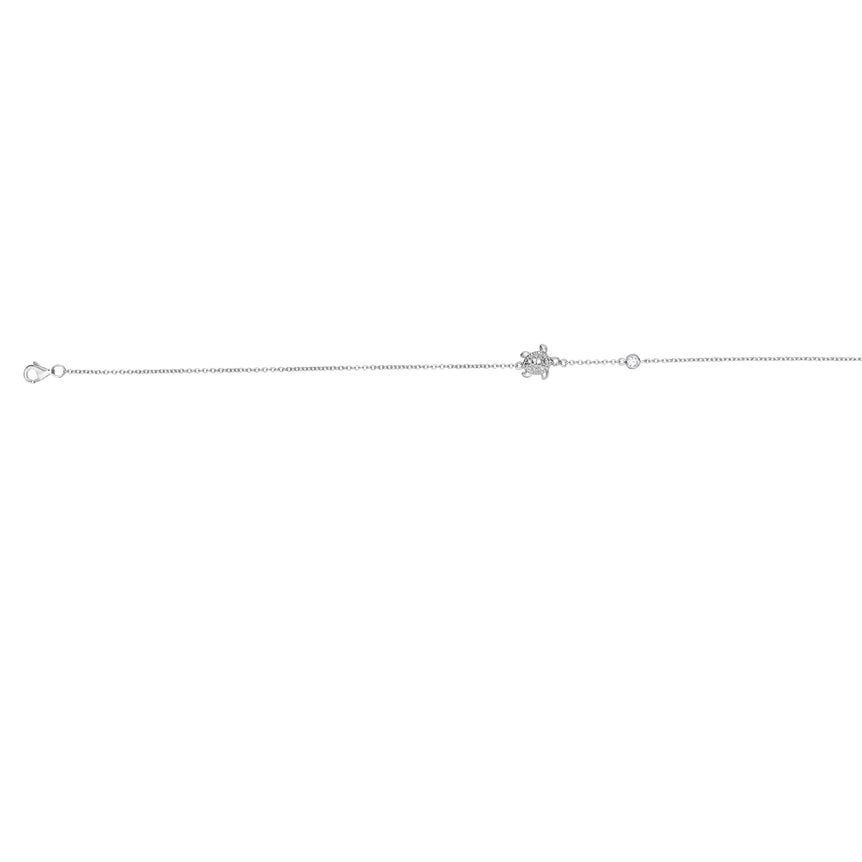 Silver CZ and Turtle Anklet-White | Lobster