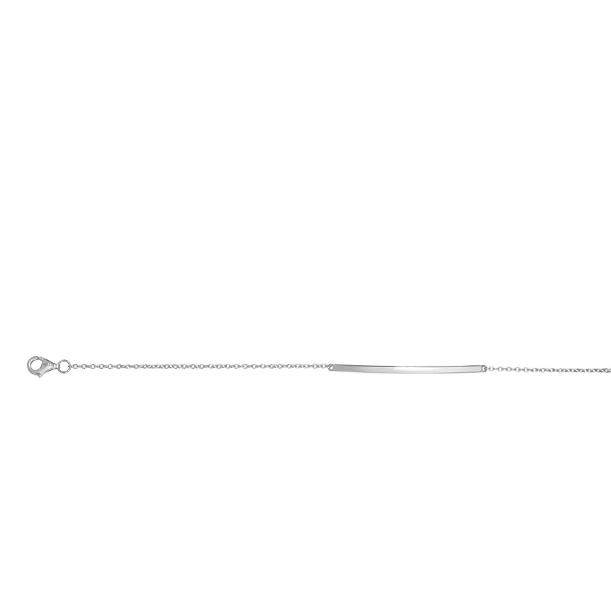 Silver Thin Long Bar Bracelet-White | Lobster