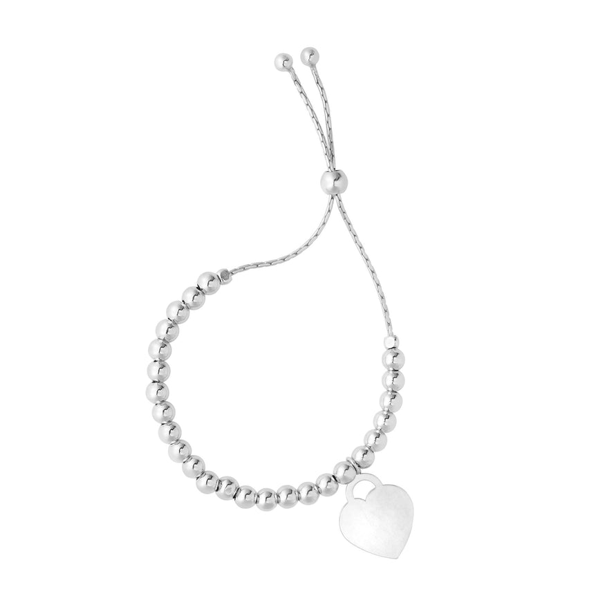Sterling Silver Heart Friendship Bracelet-White | Draw String