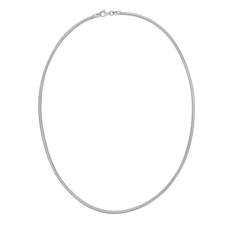 Silver 2.4mm Octagonal Snake Chain-White | Lobster