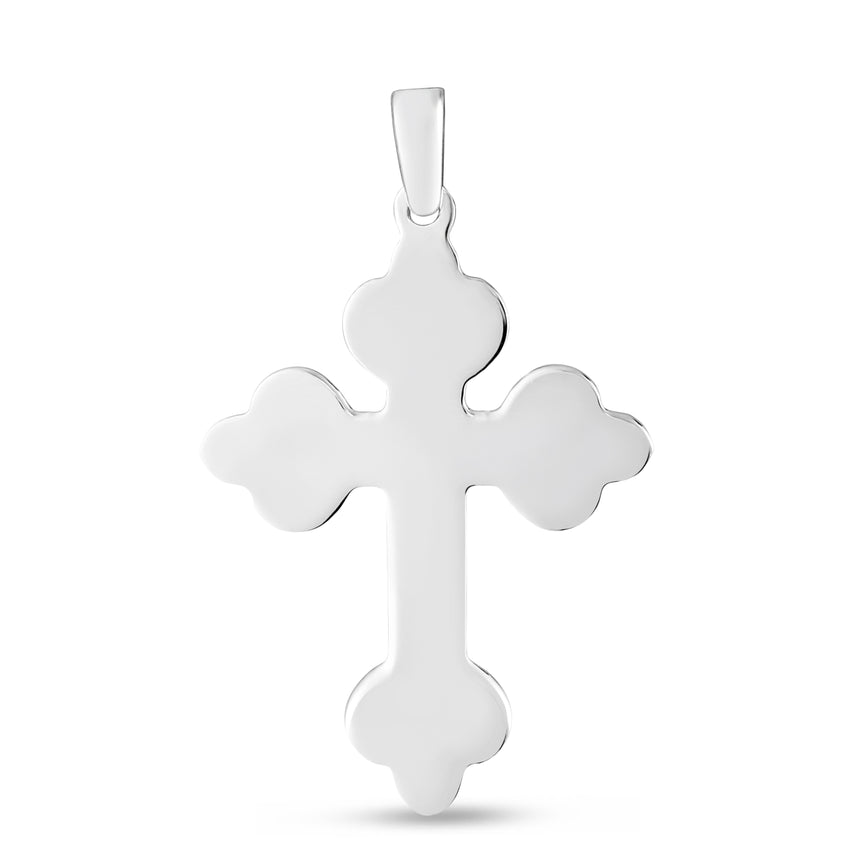 Silver Bottoni Cross Pendant-White