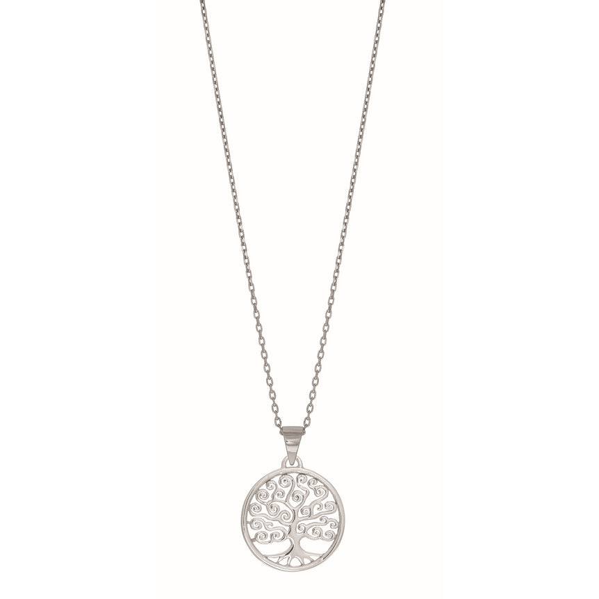 Silver Tree of Life Necklace-White | Lobster