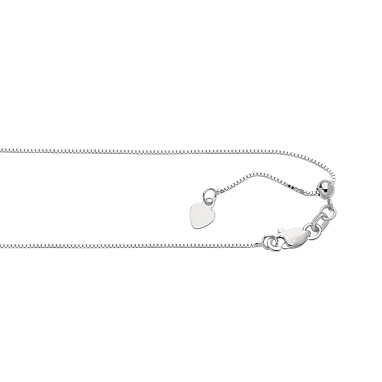 Silver 0.68mm Adjustable Box Chain-White | Lobster