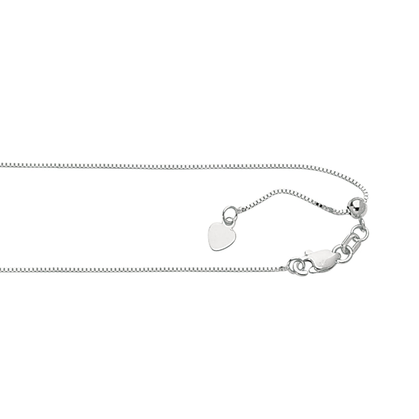 Silver 0.68mm Adjustable Box Chain-White | Lobster