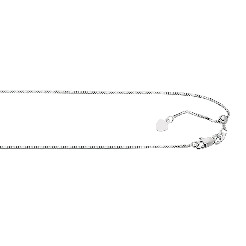 Silver 0.79mm Adjustable Box Chain-White | Lobster