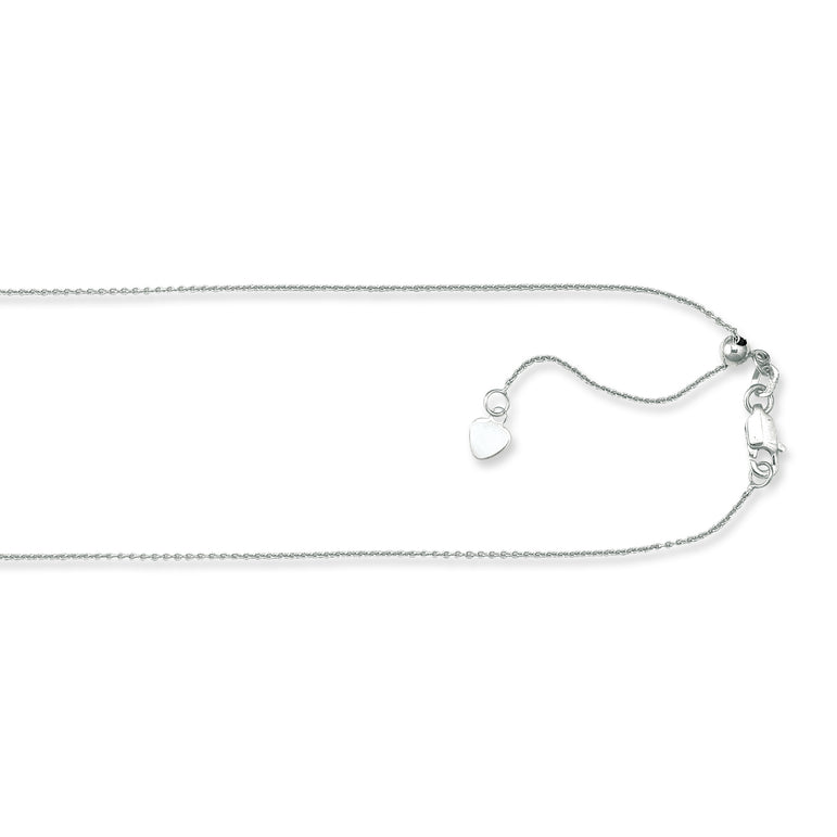 Silver 1.1mm Adjustable 30" Cable Chain-White | Lobster
