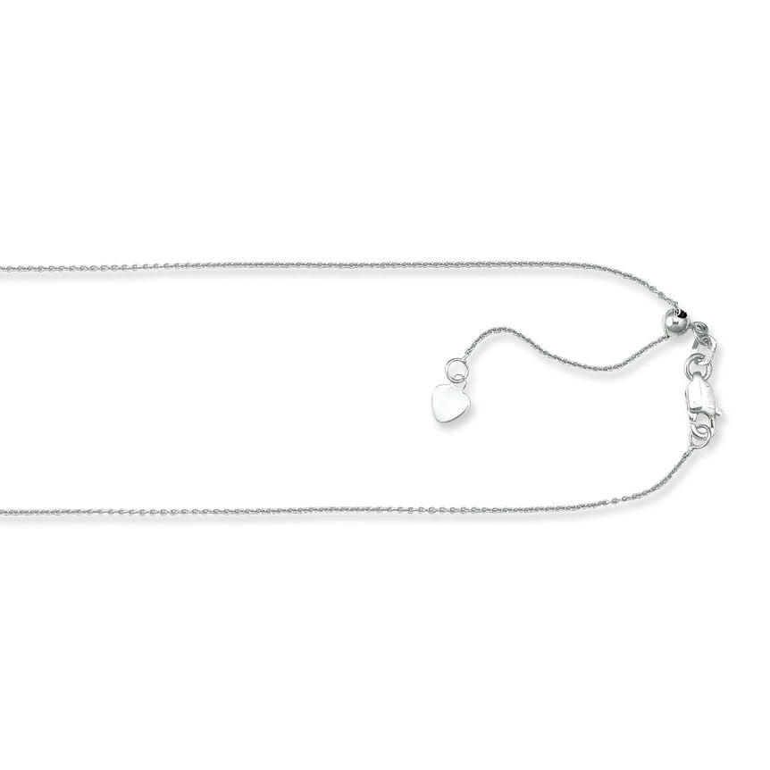 Silver 1.1mm Adjustable Cable Chain-White | Lobster
