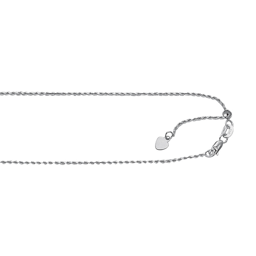 Silver 1mm Adjustable Rope Chain -White | Lobster