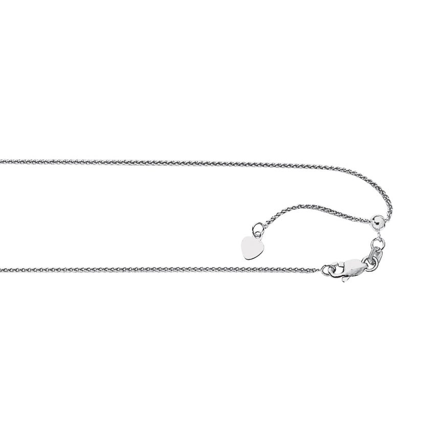 Silver 1.1mm Adjustable Wheat Chain-White | Lobster