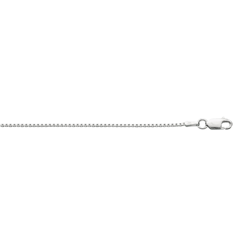 Silver 1.3mm Classic Box Chain -White | Lobster
