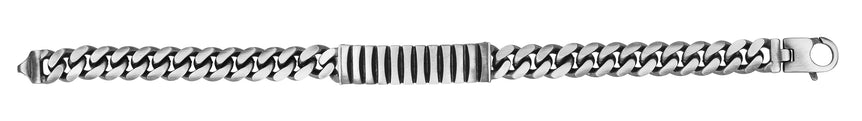 Silver 9.2mm Men's Gunmetal ID Style Bracelet  -White | Lobster