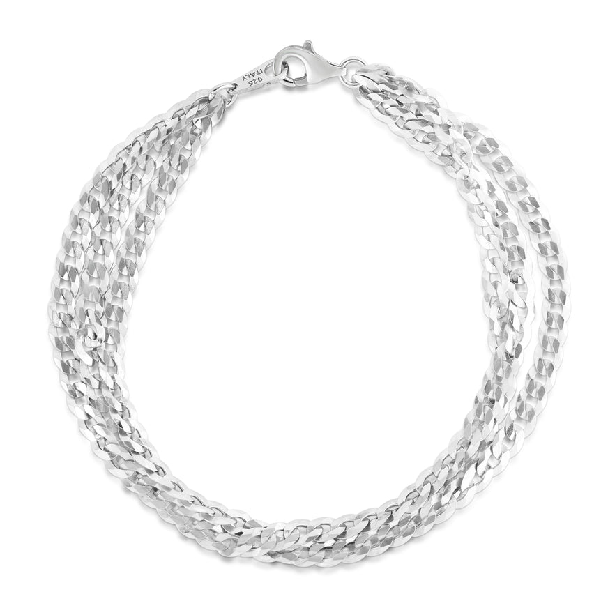 Silver La Gourmette Triple Strand Bracelet-White | Pear Shaped Lobster