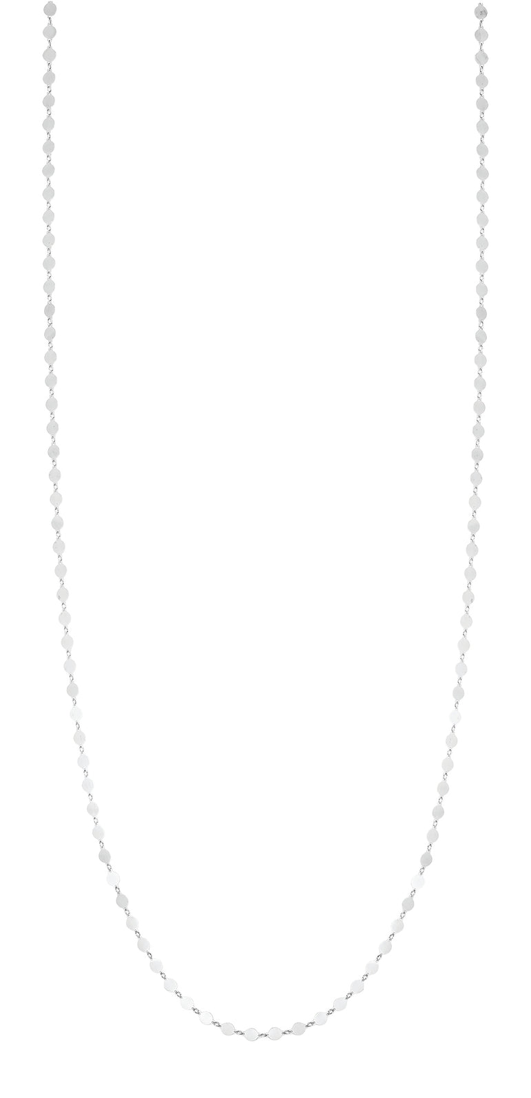 Silver Mirror Link Single Strand Long Necklace -White | Pear Shaped Lobster